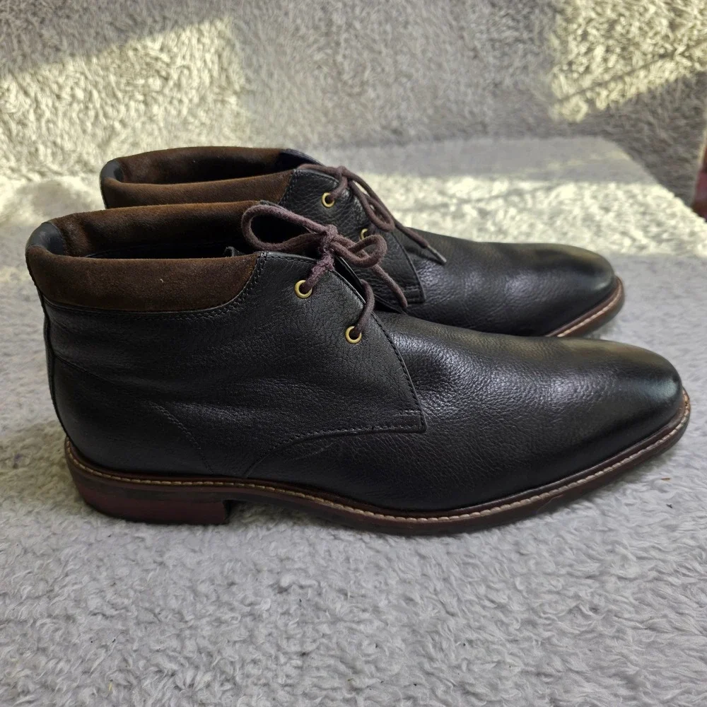 Cole Haan Watson‎ Chukka Boots Black Pebbled Leather Grand.OS Mens 11 Excellent